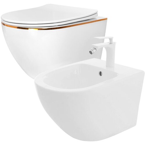 Rea Komplet: Carlo Flat Mini WC &scaron;koljka brez oboda + Carlo Mini Bidet Cene