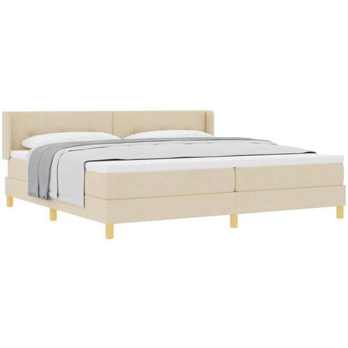vidaXL Postelja z vzmetnico z vzmetnico krema 200 x 200 cm blago, (5000128137) Cene