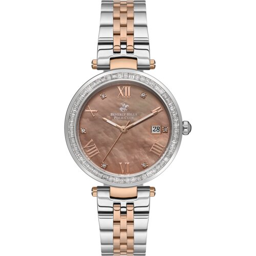 Beverly Hills Polo Club Ženski ručni sat, Kvarcni mehanizam, 34mm, Braon kući&scaron;te, Roze-zlatne boje, BP3583X.520 Cene