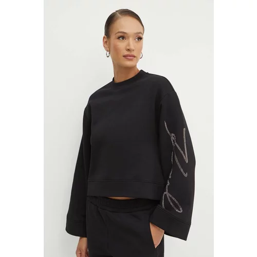 Karl Lagerfeld Dukserica za žene, boja: crna, s aplikacijom, 245W1800