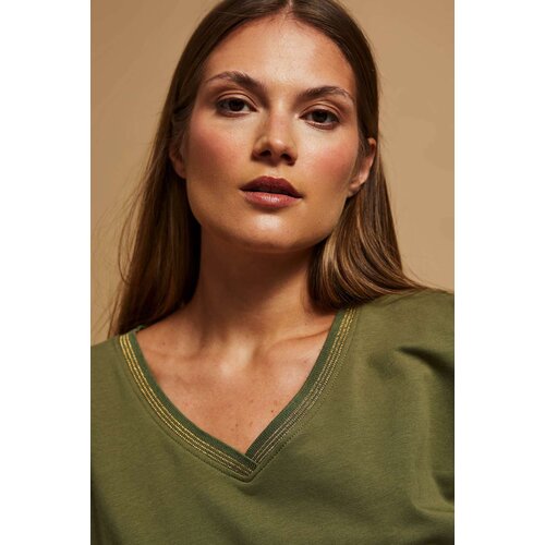 Marisse Olive V-Neck Sweatshirt Slike