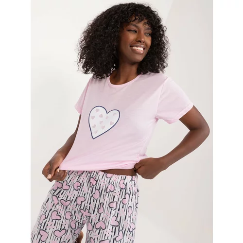 Fashion Hunters Light pink cotton pajamas with print