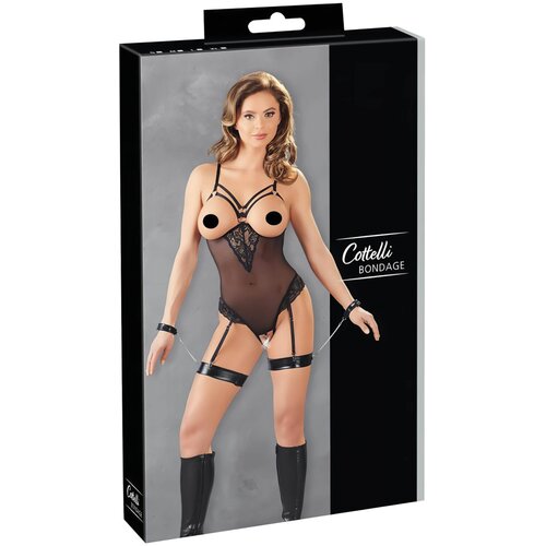 Cottelli Bondage - metalni prsten, tijelo trake s držačem za ruke (crno) - M Slike