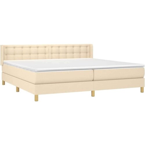  Krevet s oprugama i madracem krem 160x200 cm od tkanine Slike
