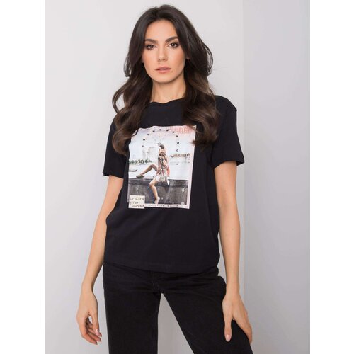 Fashion Hunters Čern&amp;eacute; tričko s n&amp;aacute;&amp;scaron;ivkami Slike