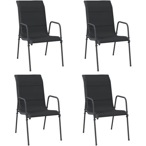 Maison Chic Vrtni stoli - Stol za vrt 4 kosi jeklo in tekstil črne barve JS1543, (21877218) Slike