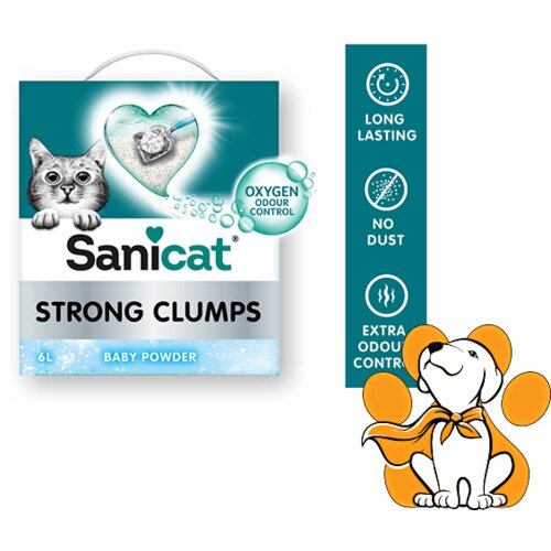 Sanicat posip Za Mačke Grudvajući Strong Clumps, Bentonit 6L, Bebi Buder Cene