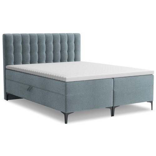 Makamii Svijetlo plavi boxspring krevet s prostorom za odlaganje 160x200 cm Puhala – Cijene