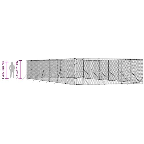  kavez za pse srebrni 6 x 14 x 2 m od pocinčanog čelika Slike