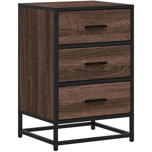 Maison Chic Nočna omarica - Nočna miza rjava hrast 40x34,5x60 cm inž. les in kovina, (21687362) Slike