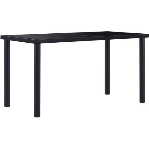  Blagovaonski stol crni 140 x 70 x 75 cm od kaljenog stakla Slike