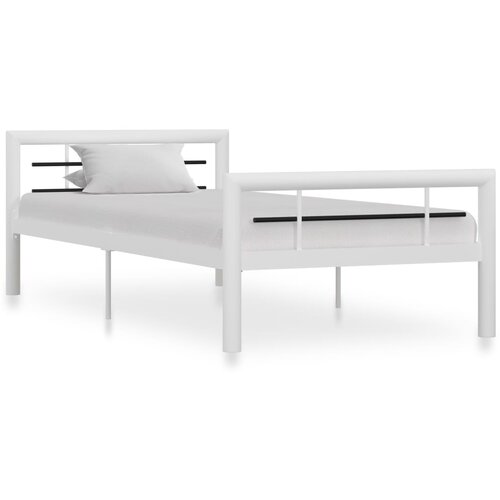 VidaXL Posteljni okvir bel in črn kovinski 100x200 cm, (20644954) Slike