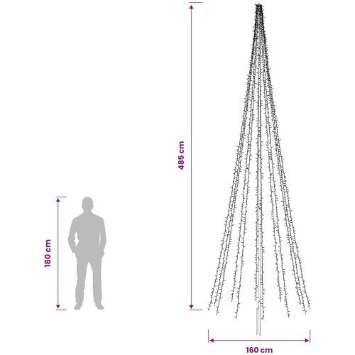 LED božićno drvce 485 cm 3000 LED lampica Topla bijela Čelik Slike