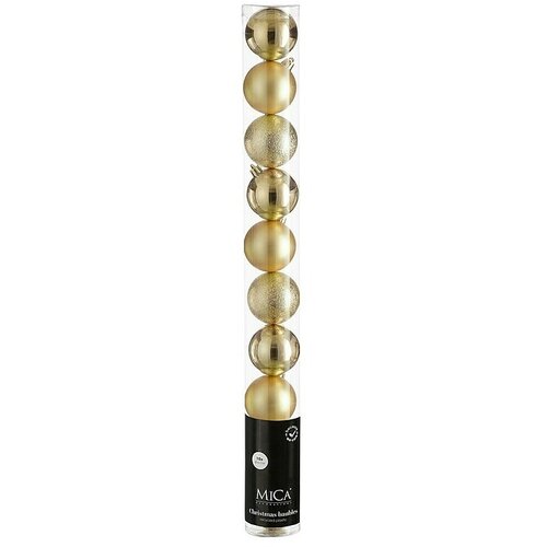 Mica Decorations Božićne kuglice (Zlatna, Plastika, Promjer: 6 cm, 10 Kom.) Slike