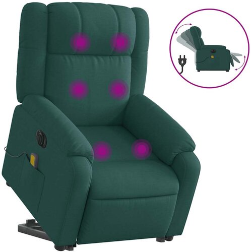 Maison Chic Električni masažni naslanjač - Relax naslanjač s funkcijo vstajanja temno zelen, (22062294) Cene
