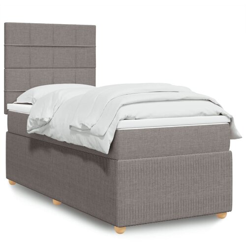 vidaXL Box spring postelja z vzmetnico taupe 90x200 cm blago Cene
