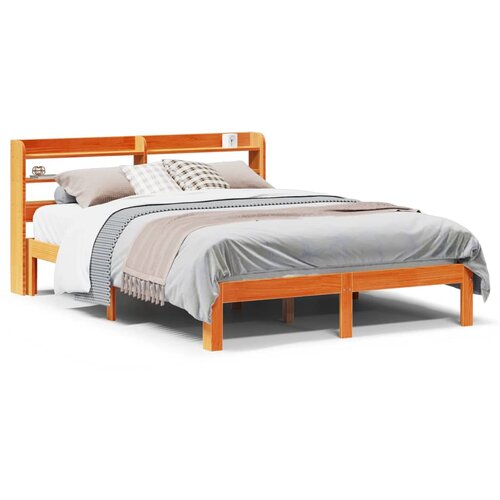 VidaXL Okvir kreveta bez madraca vo&amp;scaron;tano smeđi 135x190 cm od borovine Slike