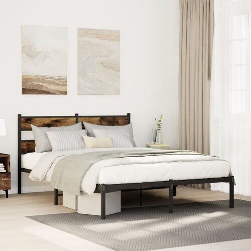 VidaXL Metalni okvir kreveta bez madraca boja hrasta 140x190 cm Slike