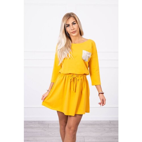 Kesi Dress with sequin pocket mustard Slike