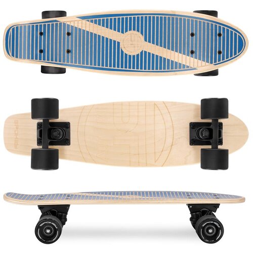 Spokey WOO-FISH Wooded pennyboard 56 x 15 cm, ABEC7, dark blue Slike