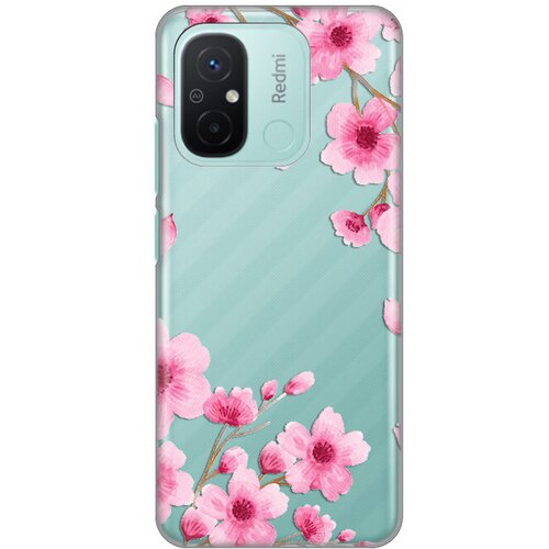 silikonska maska za Xiaomi Redmi 12C Rose flowers Print Skin providna Slike