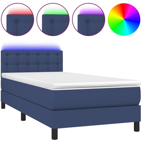 Maison Chic Box spring postelja - Vzmetna postelja z vzmetnico LED modra 100x200 cm blago SL21564, (21892369) Cene