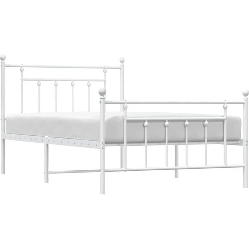  Metalni okvir kreveta uzglavlje i podnožje bijeli 107x203 cm Slike