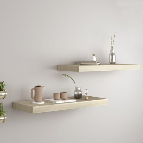 VidaXL Stenske police 2 kosa barva hrasta 60x23,5x3,8 cm MDF Slike
