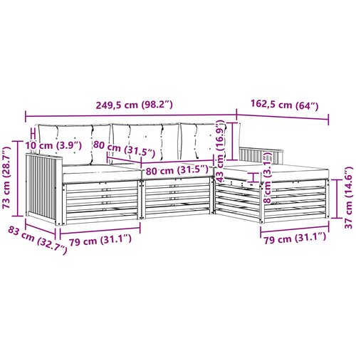  Set vanjskih sofa 4 kom. Bijela i antracit Slike