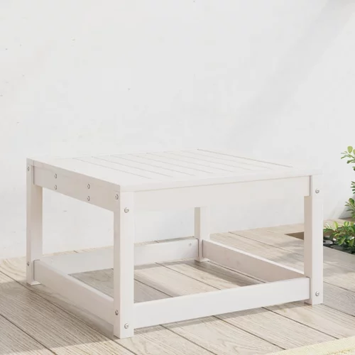 vidaXL Vrtni stolček za noge bela trdna borovina