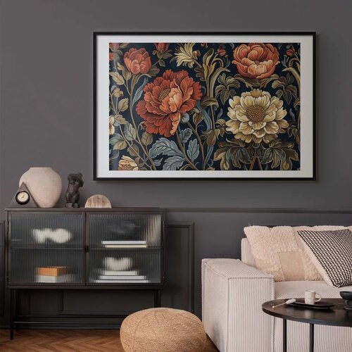  Plakat Tapestry Large Retro Flowers 90x60 Crni okvir s margom Cene