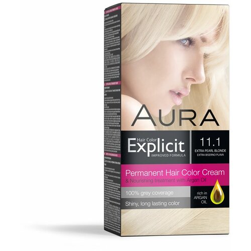 Aura set za trajno bojenje kose explicit 11.1 extra pearl blonde / ekstra biserno plava Slike