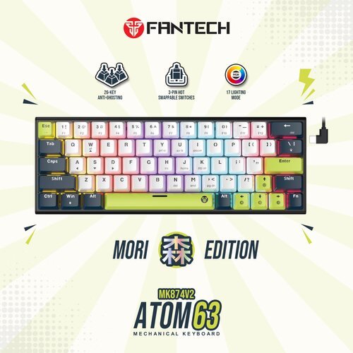 Fantech Tastatura mehanička Gaming MK874V2 RGB Atom 63 Mori bela (Red switch) Cene