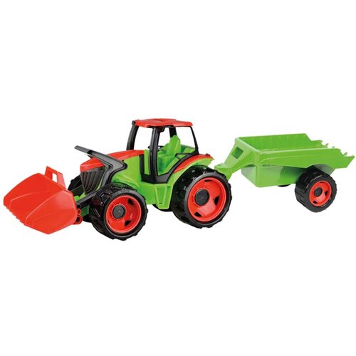 Lena LENA: Ogromen zeleno-rdeč traktor z nakladalnikom in prikolico 107 cm Slike