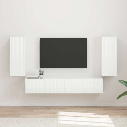  Set omare za televizijo na steni 4 pcs Visok sijaj bela, (5000132439) Cene