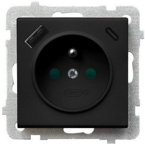  Ospel - Kućna utičnica bez okvira 230V + 1xUSB-A + 1xUSB-C SONATA crna Slike