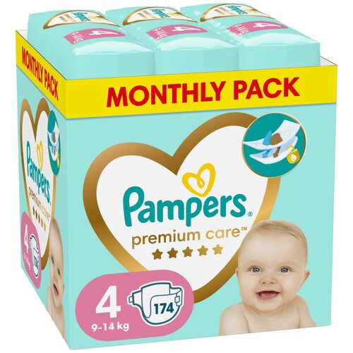 Pampers monthly Pack Premium Care 4 pelene, 174 komada Cene