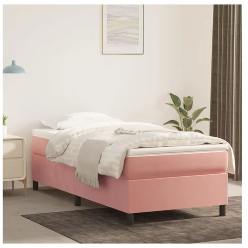  Box spring posteljni okvir roza 90x200 cm žamet