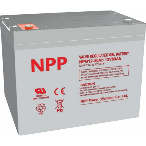 NPP NPG12V-80Ah, gel battery, C20=80AH, T16, 330x171x214x220, 22,6KG, light grey 43877 Slike