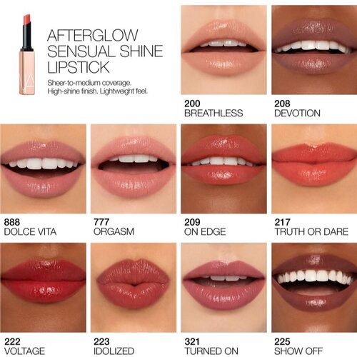 Nars AFTERGLOW SENSUAL SHINE LIPSTICK vlažilna &amp;scaron;minka odtenek TURNED ON 1,5 g Slike
