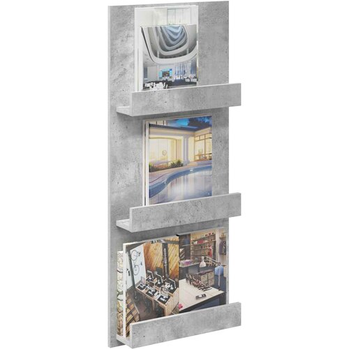  Polica za časopise s policom Betonski sivi 43 x 11 x 102 cm Slike