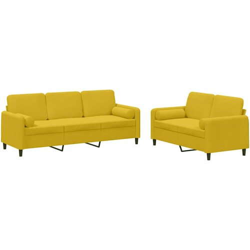  2-dijelni set sofa s jastucima žuti bar&amp;scaron;unasti Slike