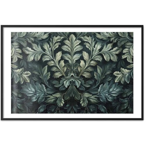  Plakat - Victorian Leaves in Dark Greens 30x21 Crni okvir s margom Cene