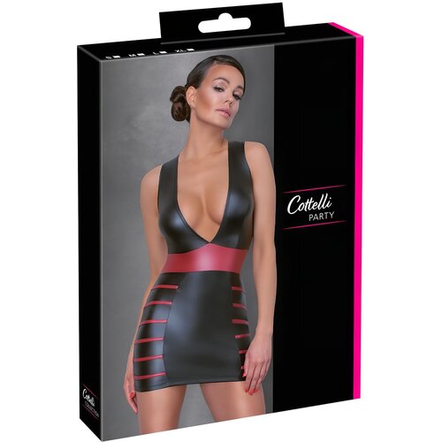 Cottelli Party - oprijeta obleka s črtami (črno-rdeča) - XL Cene