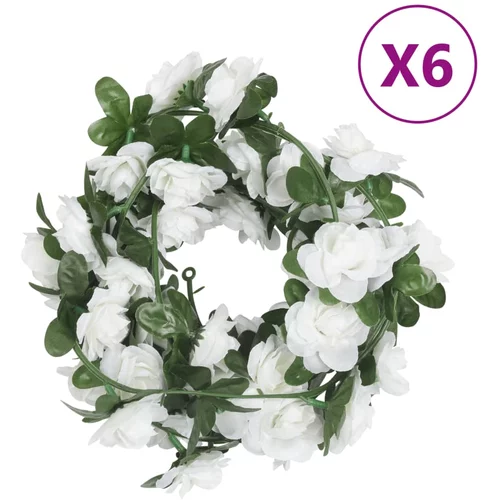 vidaXL Girlanda iz umetnega cvetja 6 kosov bela 240 cm