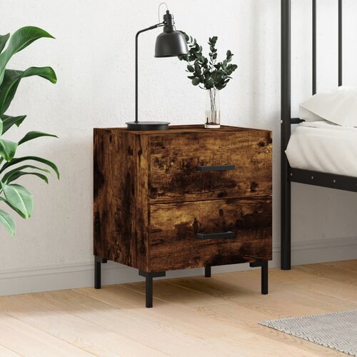 The Living Store Nočna omarica dimljeni hrast 40x35x47,5 cm inženirski les - Nočna Omarica, (21432445) Slike