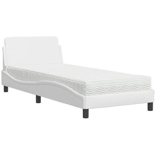  Krevet s madracem Dover bijeli 90 x 190 cm od umjetne kože Slike