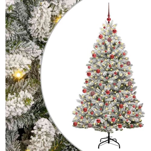 VidaXL Umjetno božićno drvce Zelena i bijela 180 cm PVC i metal Slike