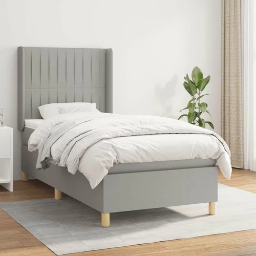  Box spring postelja z vzmetnico svetlo siva 90x200 cm blago, (20790841)