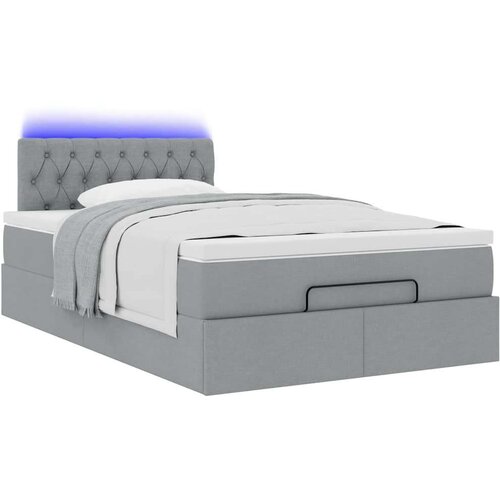 VidaXL otomanski krevet s madracem svjetlosivi 120x190 cm tkanine Slike